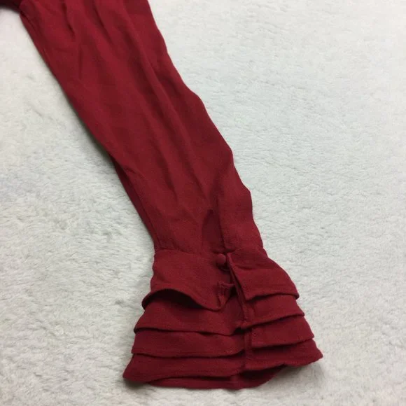 Soft Surroundings Blouse Top Size PS Womans Petite Red Button Front Long Sleeve - Picture 3 of 15